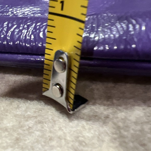 COLE HAAN Jitney II Ziptop Swingpack Crossbody Bag Purple Patent Leather - Picture 9 of 11